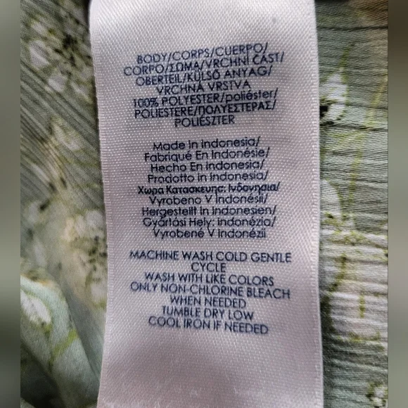 Chaps - Womens Floral Green Gauzy Peasant Blouse - Size L - Picture 2 of 9